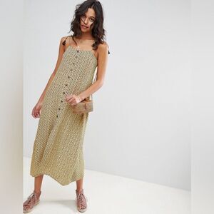 FAITHFULL THE BRAND Arrieta Raquel Mustard Floral Midi Slip Dress Sz 2/XS